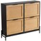 Brown-Black Metal Rattan Shoe Storage Cabinet with Flip-Top Drawers